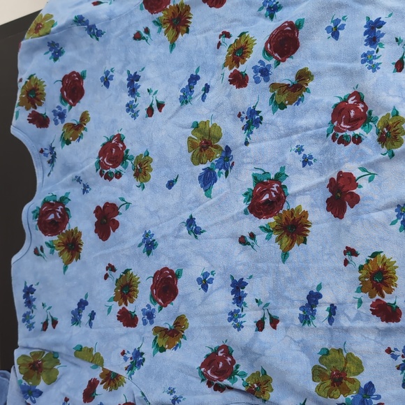 XCit Vintage Y2K Flutter Sleeve Long Sleeve Blue Floral Top Large - Picture 6 of 6